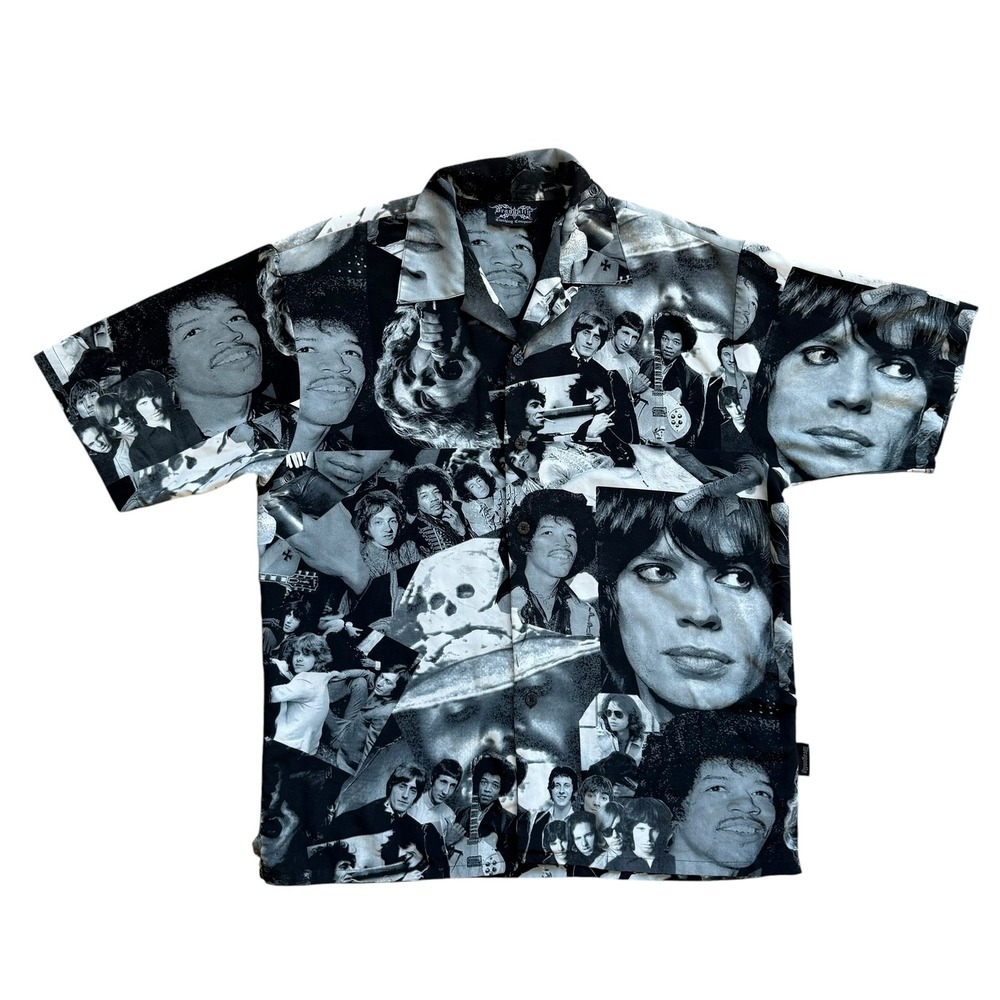 Dragonfly Jimi Hendrix Mick Jagger Rock Legends Print Shirt Mens XL